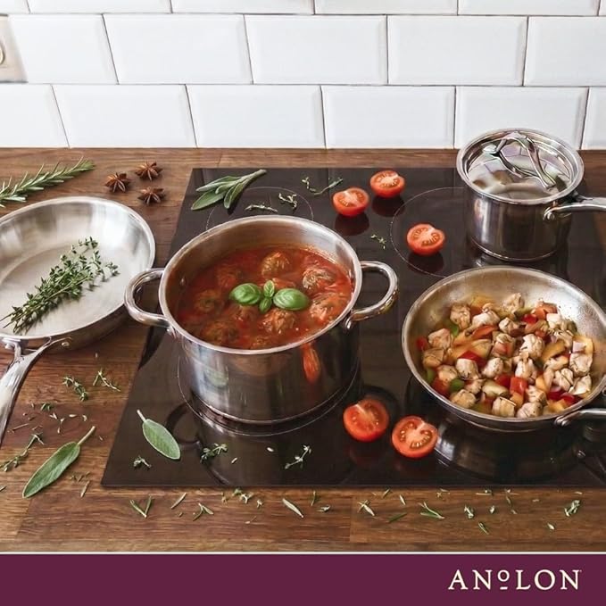 Anolon Nouvelle Stainless Steel Cookware Pots and Pans Set 10 Piece