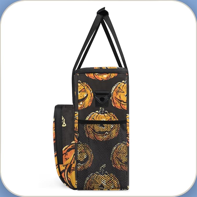 Cartoon Pumpkin Coffee Maker Carrying Bag Glitter Pumpkin Travel Storage Bag Compatible with K-Mini or K-Mini Plus Single Serve Coffee Brewer Carrying Case with Multiple Pockets &amp Shoulder Strap