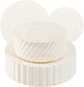 U-QE 100 Piece Ivory Scalloped Plastic Plates for Party - Plastic Plates Disposable Heavy Duty - High End Disposable Plates for Wedding Including 50PCS 9 '' Dinner Plates &amp 50PCS 6.5 '' Dessert Pl