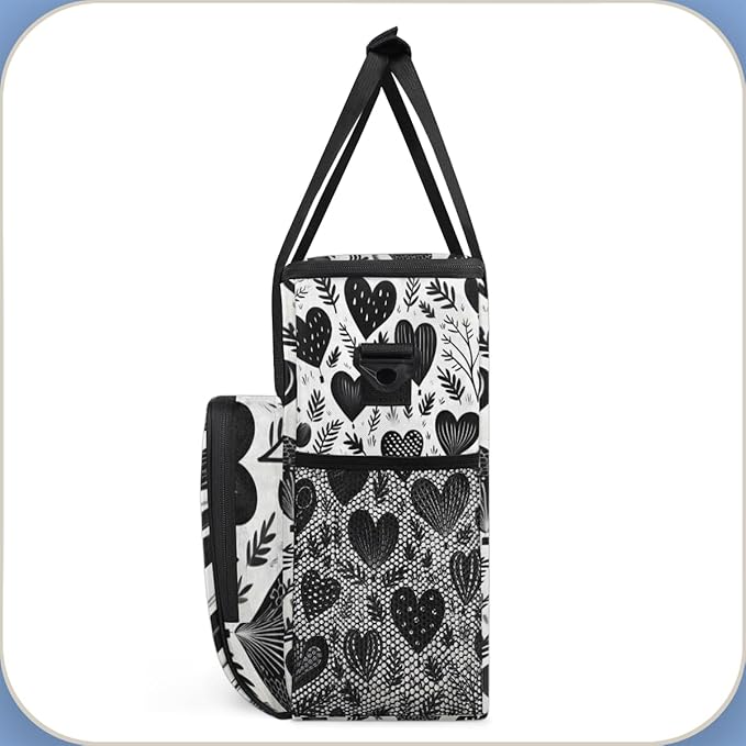 Black heart Grass Coffee Maker Carrying Bag Portable Travel Storage Tote Bag Compatible with K-Mini or K-Mini Plus Single Serve Coffee Brewer Carrying Case with Multiple Pockets &amp Shoulder Strap