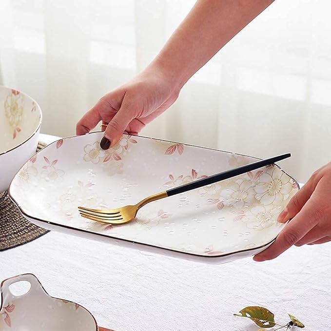 Elegant Dinnerware Set Dinner Plates Bowls Set Glaze Porcelain Dinnerware Sets26 Pcs