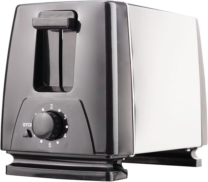 Extra 2-Slice Wide Slot Toaster with 6 Browning Settings Stainless Steel Toaster with Auto-Centering Crumb Tray &amp Stop Button – Silver Black