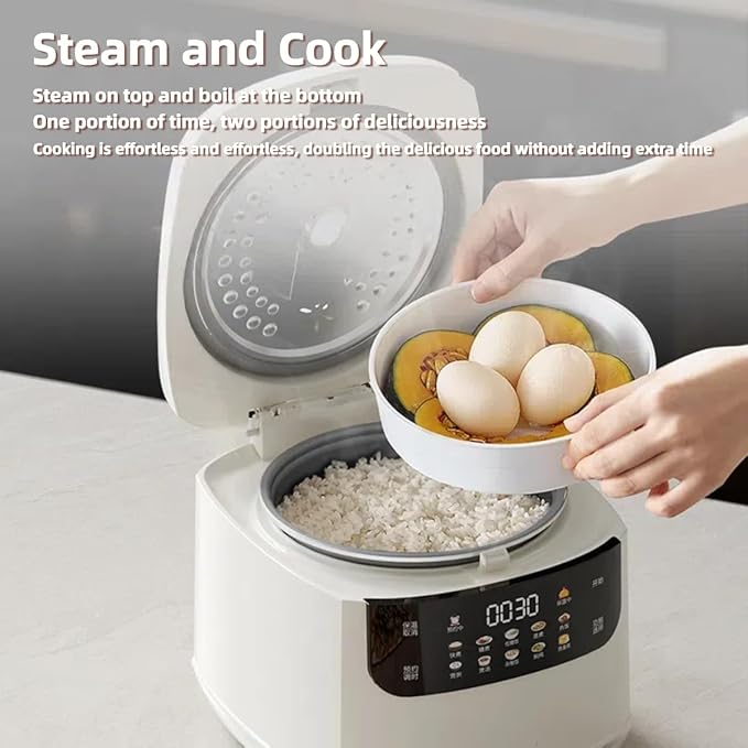 One Touch Rice Cooker 2L Small Rice Cooker with Titanium Inner Pot 10-in-1 Multi-Cooker for Rice Steamer Slow Cook Digital Keep Warm &amp 24H Delay Timer (Red)