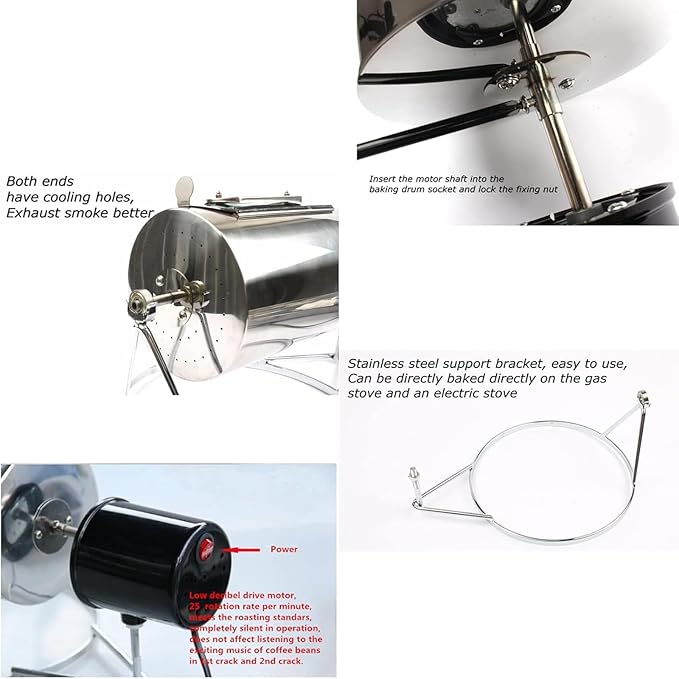Electric Coffee Bean Roaster Machine250g Stainless Steel Roasting MachineHousehold Coffee Bean Roaster Roasting Machine for Coffee Lover
