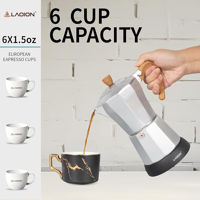 Cafeteras Electricas Modernas6 Cup Portable Espresso Maker300ml Moka Pot with Detachable Base &amp Overheat Protection Great for HomeOffice or Travel a Thoughtful Gift for Coffee Lovers