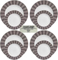 Fine Bone China Dinnerware Set Black and Gray Border 8-Piece Set with 4 Dinner and 4 Salad Plates