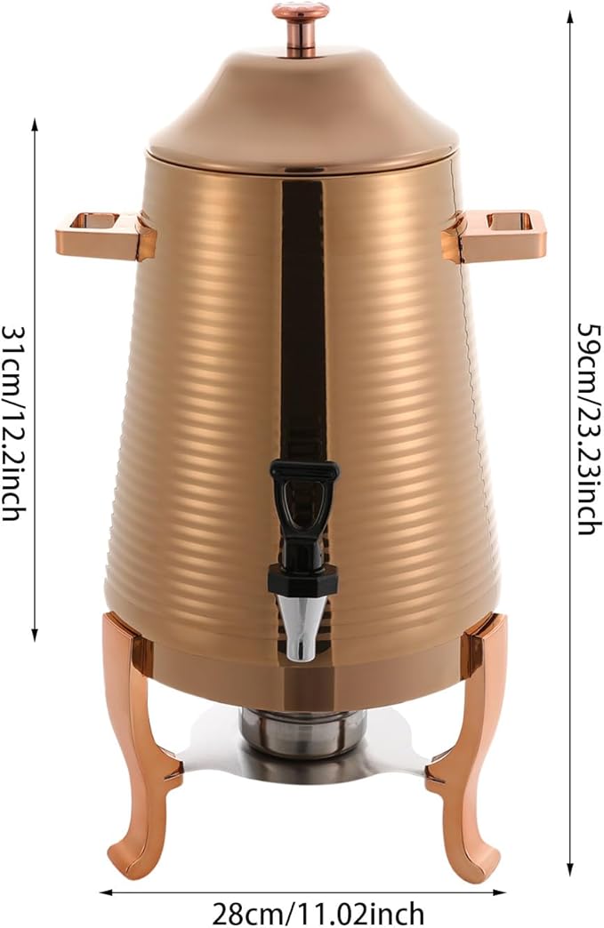 Coffee Urn With Fuel Holder 3.43 Gallon/13L Stainless Steel Beverage Dispensers for Coffee Tea Milk Juice Water Hot Drink Dispenser with Stand Chafer Urn with Spigot for Parties Catering
