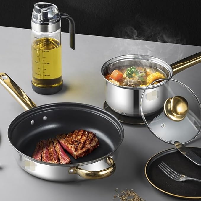 Kitchen s 6 Piece Frying Pan Milk Pan Soup Pot Saucepan Kettle Stainless Steel Kitchen Cooking Pot Set Cooking Set Cooking P(