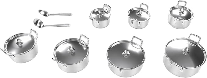TOPINCN Stainless Steel Cookware Set 6 Piece Pot and Pan Set with Multilayer Base for All Stovetops Dishwasher Safe Ergonomic Handles Even Heat Distribution