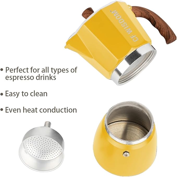 Moka Coffee Maker - Home Espresso Tool Heat Resistant Stainless Steel For Gas Stove(DMKY362)