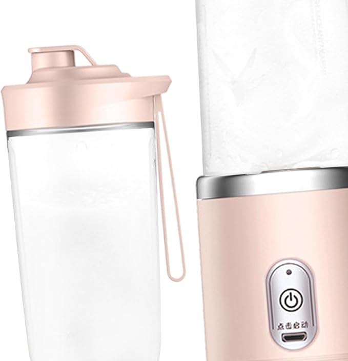 Portable Blender Fruit Juicing Cup 400ml with Water Bottle Juicer Machine Smoothie Blender for Salad Smoothies Pink
