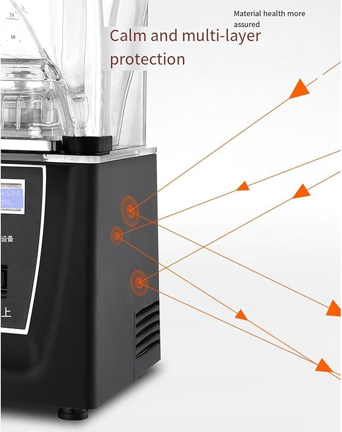 Commercial Soundproof Cover Smoothie Machine Food Processor 1.5L 1000W Detachable Lid Stepless Speed AdjustmentWhite