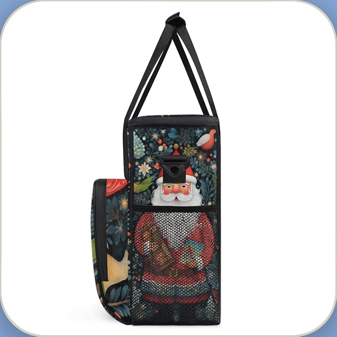 Xmas Santa Claus Coffee Maker Carrying Bag Glitter Santa Claus Travel Storage Bag Compatible with K-Mini or K-Mini Plus Single Serve Coffee Brewer Carrying Case with Pockets &amp Shoulder Strap