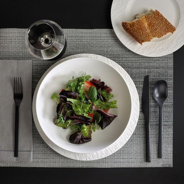 Villeroy &amp Boch Manufacture Rock Blanc 12-Piece Dinnerware Set Service for 4 Dinner Plates Salad Plates &amp Pasta Bowls Premium Porcelain Made in Germany Matte White