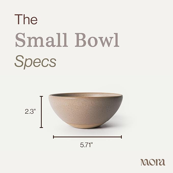MORA Small Bowls Set of 4 16oz Ceramic Pottery Dessert Bowls - Microwave Oven and Dishwasher Safe - Mushroom