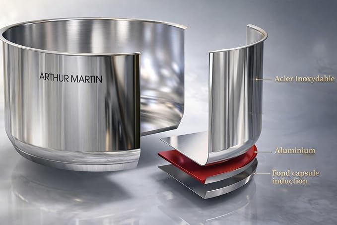 Arthur Martin - AM7457 Stainless Steel cookware Set with Removable Handle