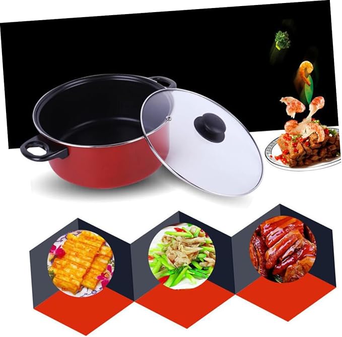 3pcs Cookware Set Kitchen Pots and Pan Induction Kitchen Utensils Fry Pan Milk Frying Nonstick Soup Pots Cooking Stainless Nonstick Frying Non Stick Red