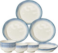 8 Pieces Plates and Bowls Dishes Sets Simple and Modern Deep Dish Dinnerware Set Thick Ceramic Dishware Sets High Temperature and Heat Resistant Easy to Heat Up Smooth Glaze for Easy Cleaning