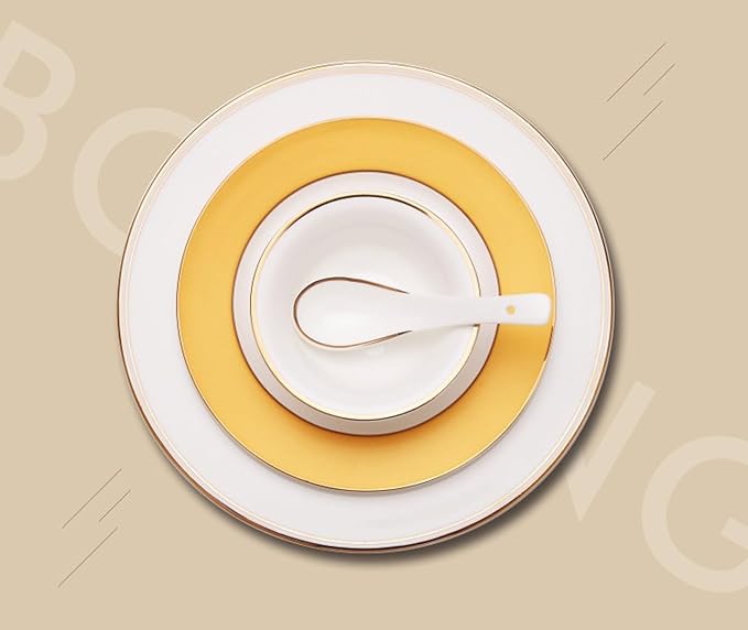 European Style Dinnerware Set Service for 6 Bone China Dinnerware Sets Unbreakable Porcelain Dinner Sets Coffee Cup and Saucer Tableware Set Steak Dinner Plates Dish Set Wide edged painting-04