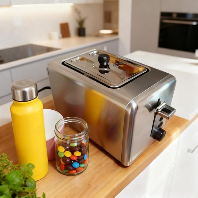 2 PCS Stainless Toaster Cover 2 Slice Universal Fit Cover with Heat-Resistant