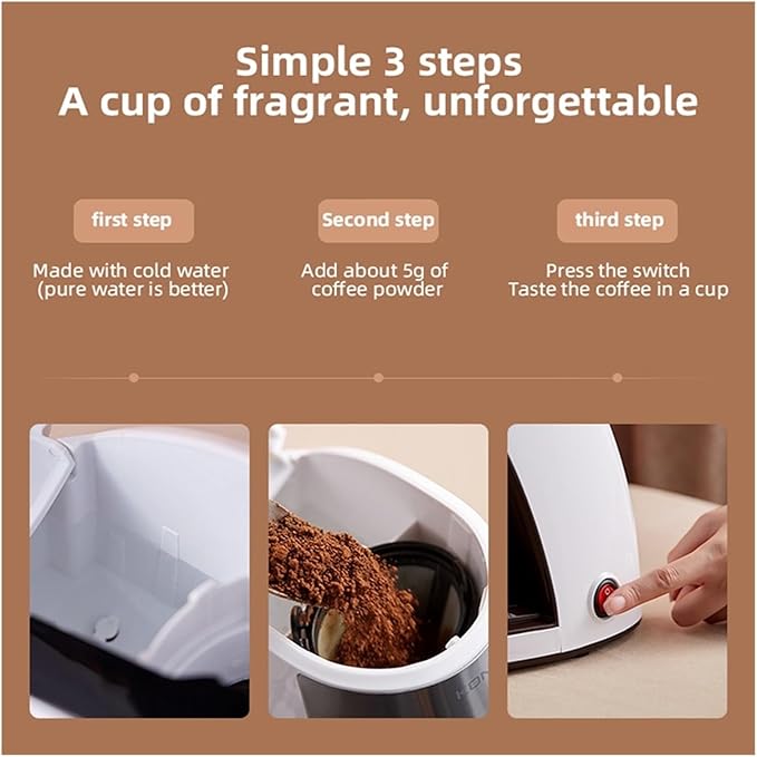 Portable Mini Coffee Maker Machine - Automatic Drip Coffee Maker for Home and Office - Easy Operation Electric Coffee Brewer