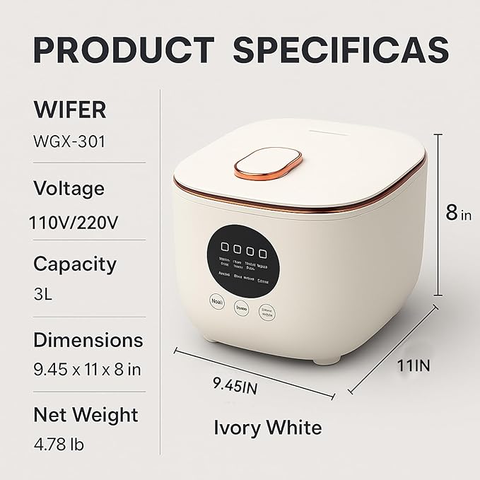 Electric Rice Cooker Low Sugar 3L – Smart Carb Reducing Rice Cooker with Steamer Basket Ceramic Inner Pot &amp Stainless Steel Filter Compact Pressure Cooker for Healthy Cooking 1-4 People