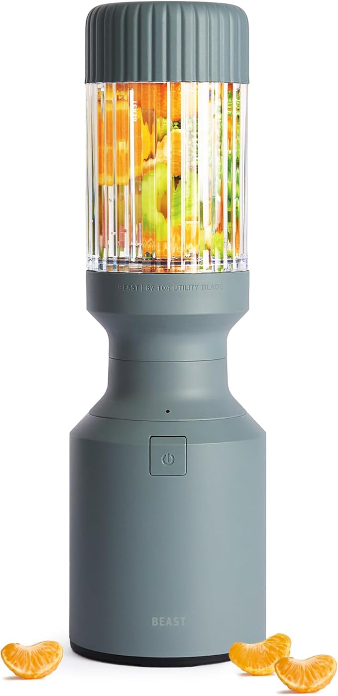 The Beast Mini Blender | Mini Countertop Kitchen Blender | Blend Smoothies and Shakes Dressings Sauces Dips | Straw Cap and Straws Included | 600W (Mist)