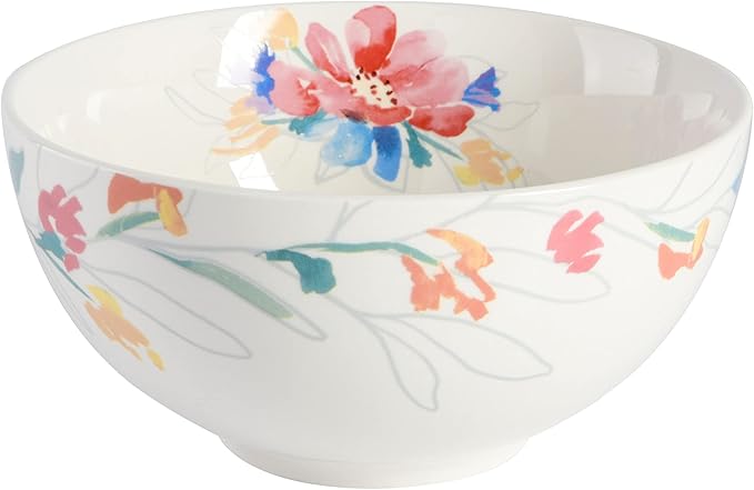 Spice by Tia Mowry Goji Blossom Decorated Porcelain Chip and Scratch Resistant Dinnerware Set Pink 12-Piece