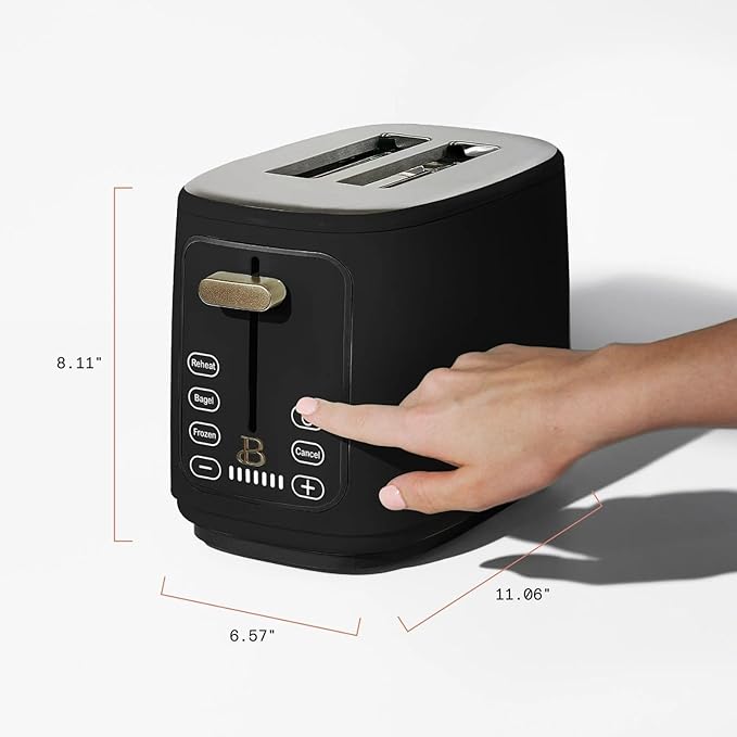Smart Kitchen Toaster with Touch Interface and Preset Modes Advanced Two-Slice Toaster with Wide Slots and 7 Browning Levels (Black Sesame)