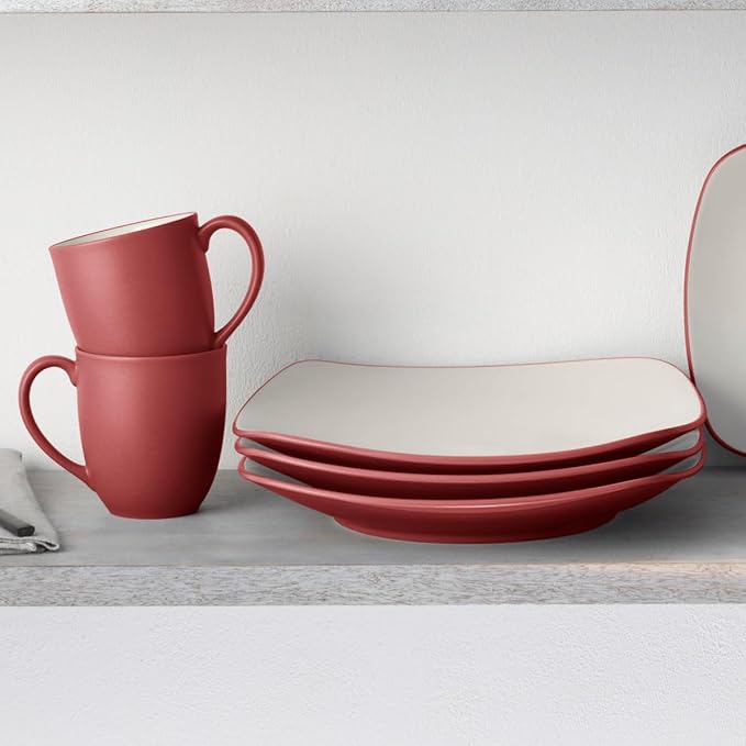 Noritake Colorwave Raspberry 16-Piece Square Dinnerware Set Service For 4