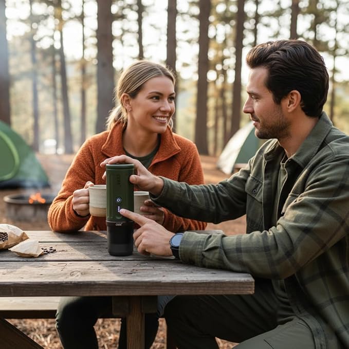 CERA+ Portable Espresso Machine 5-8 Cups per Charge Self-Heating 20 Bar NS Pods &amp Ground Coffee CERApresso Electric Travel Coffee Maker for Outing Working Camping