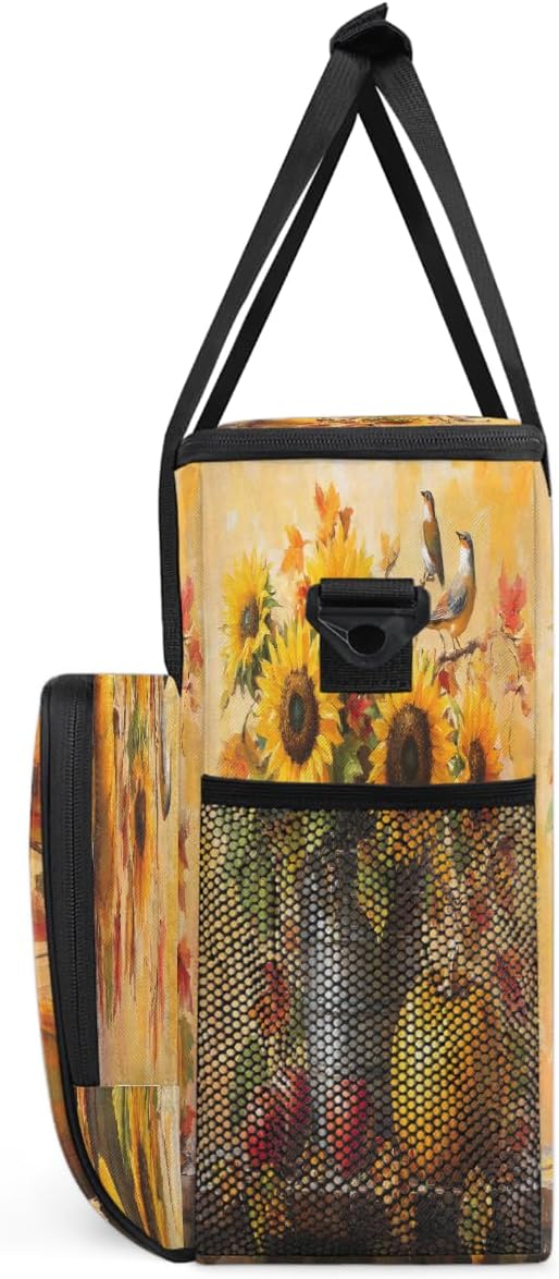 Sunflower Pumpkin Apple Bird Coffee Maker Carring Bag Travel Carrying Storage Tote Bag Compatible with Keurig K-Mini or K-Mini Plus Portable Single Serve Coffee Brewer Case with Pockets