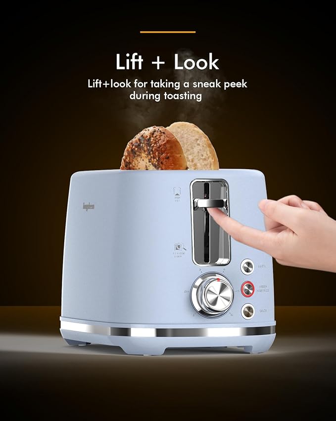 2 Slice Toaster with 1.5 Extra Wide Slots &amp Removable Crumb Tray 6 Browning Options Auto Shut Off &amp Frozen Function Toast Fruit Bread Bagel &amp Waffle Blue