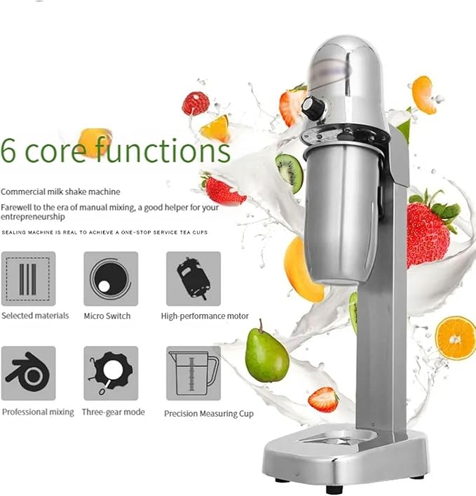 180W Milkshake Maker 18000RPM Electric Juice Blender with Cup Heavy-Duty Stainless Steel Drink Mixer Smoothie Machine for Milk Tea Shop Home Commercial