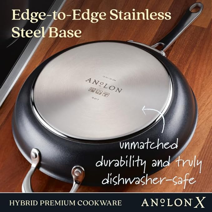 Anolon X Hybrid Nonstick Cookware Induction / Pots and Pans Set 10 Piece - Dark Gray