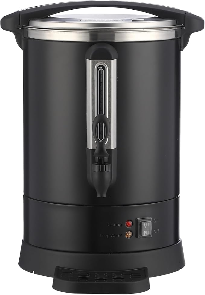 100-Cup Commercial Coffee &amp Hot Water Urn | 18l Large Capacity Stainless Steel Electric Beverage Dispenser with Double Wall Insulation | Professional Hot Beverage Maker for Catering Weddings