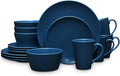 Noritake Colorscapes Navy-on-Navy Swirl 16-Piece Coupe Dinnerware Set Service for 4