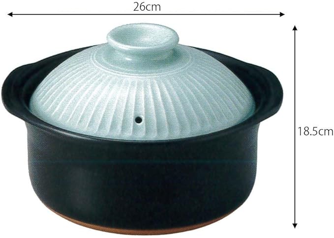 54-94181/2-981206 Rice Pot Blue 5 Cup Cooked Rice Pot 10.2 x 7.3 inches (26 x 18.5 cm) 2600 cc For Direct Heat Rice Cooking Rice Pot Banko Ware
