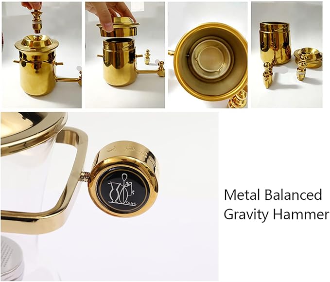 LOYALHEARTDY Belgian Luxury Syphon Coffee Machine Gold Retro Royal Family Balance Siphon Coffee Maker Siphon Brewer