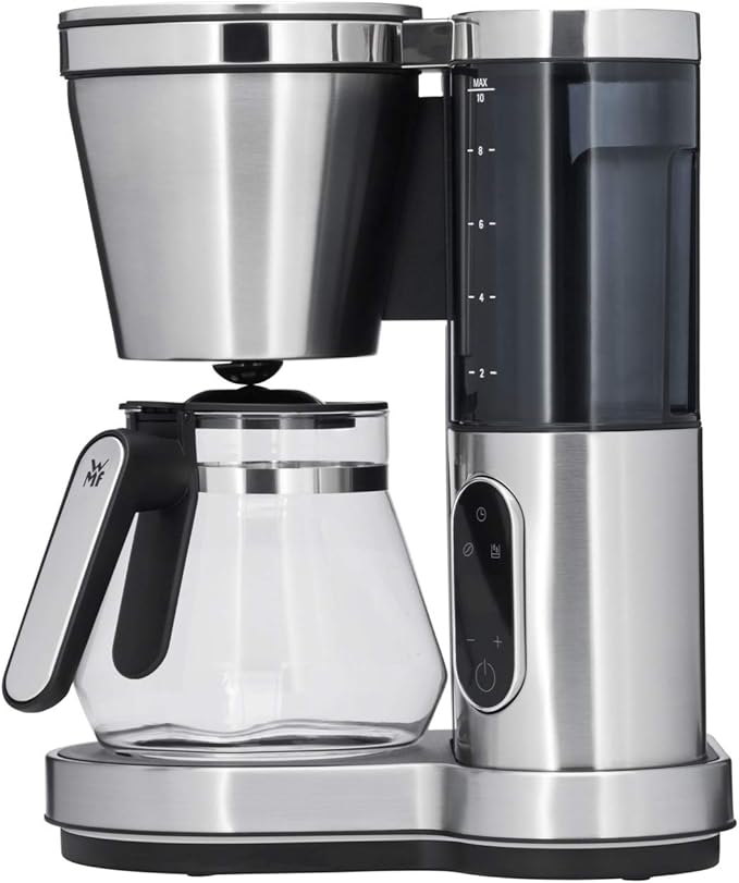 WMF Lumero Filter Coffee Machine Electric Coffee Pot with Glass Carafe Filter Coffee 10 Cups Timer Function Heating Plate Removable Water Tank Auto Shut-Off 1000W