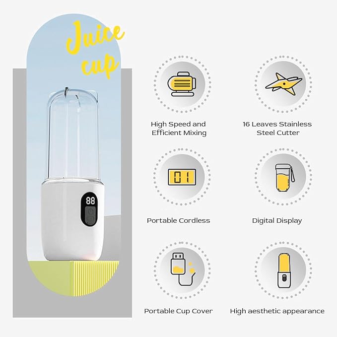 Portable Blender High Speed Efficient Mixing Easy to Disassemble Wash Rechargeable 500ml Portable Personal Blender for Home