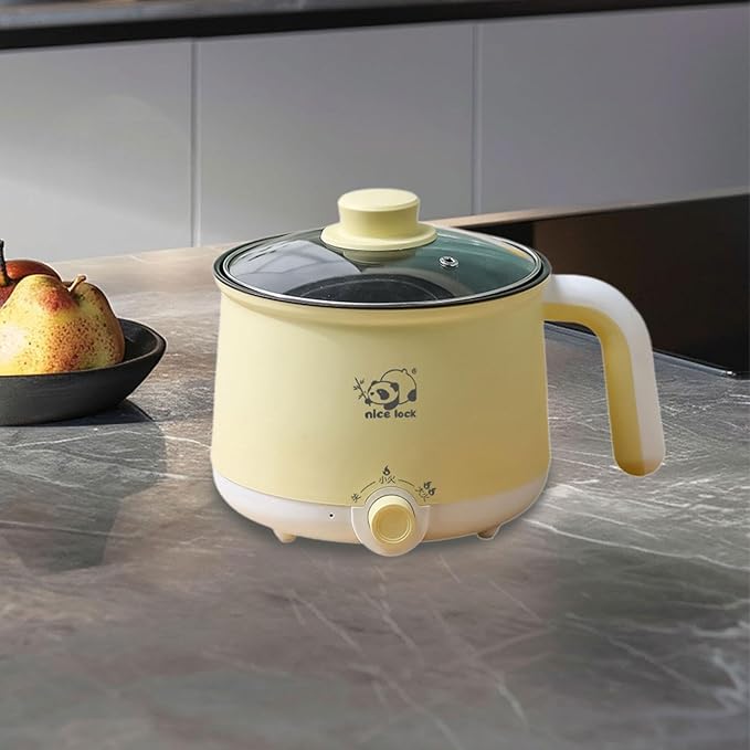 Electric Hot Pot Raman Cooker 2 Gear Nonstick Boil Dry Protection Electric Rice Cooker Noodles Cooker for Porridge Fry Eggs without steamer