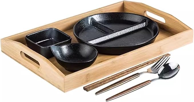 Divided Dinnerware Set 7-Piece Japanese Style with 8 Inch Compartments Plates Bowl and Dish Set Dishwasher &amp Microwave Safe Service for 1 (Color : A)