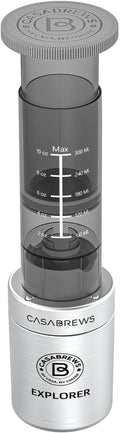 CASABREWS KP3000 Portable Coffee Maker 2 in 1 Small Travel Coffee Machine for K Cup Pod or Ground Coffee Quick Coffee Press Kit with Stainless Steel Cup Cup Lid Straw and Storage Bag