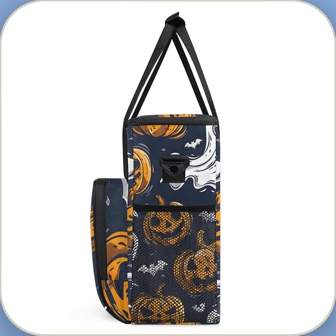 Halloween Pumpkin Coffee Maker Carrying Bag Oil Painting Pumpkin Travel Storage Bag Compatible with K-Mini or K-Mini Plus Single Serve Coffee Brewer Carrying Case with Pockets &amp Shoulder Strap