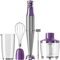 Immersion Blender Handheld Corded Hand Blenders Set 1100W Trigger Variable Speed 5 in 1 Stick Emulsifier with Chopper Whisk and Frother for Soup Baby Food and Smoothies Purple