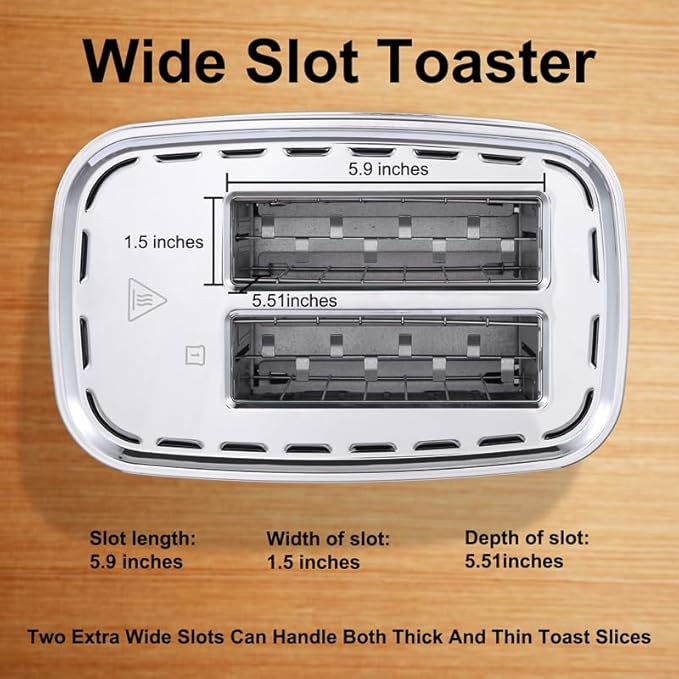 Smart Touch Screen Toaster 2 Slice KETIAN Automatic Digital Stainless Steel Toaster7 Bread TypesSingle Slot Tech7 Browning SettingsRemovable Crumb Tray1400W (White)