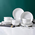 Reusable Dinnerware Sets for 6 Stackable Plates Bowls Set Modern Style Kitchen Dinner Set Dishwasher &amp Microwave Safe Dish Sets Smooth Surface and Easy to Clean 18/24/26 Pieces(24 Pieces)