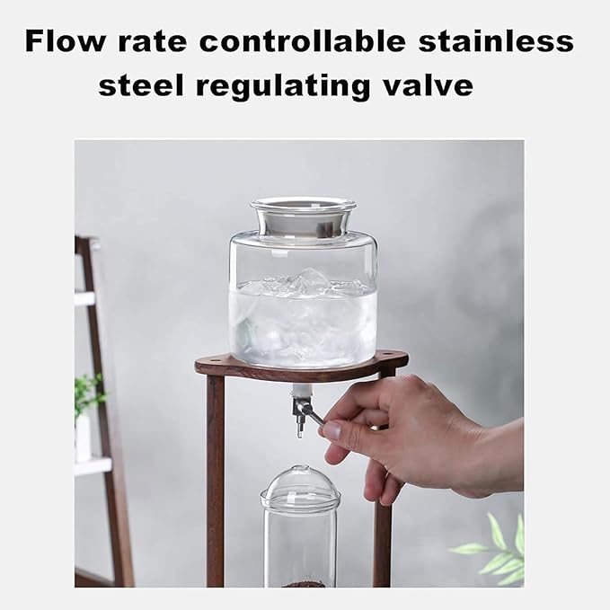 Cold Brew Drip Tower 600ml Detachable Vertical Iced Coffee Maker With Adjuster 4 Cups Ice Coffee High Borosilicate Glass Ice Brew Cold Brew Drip Coffee Maker