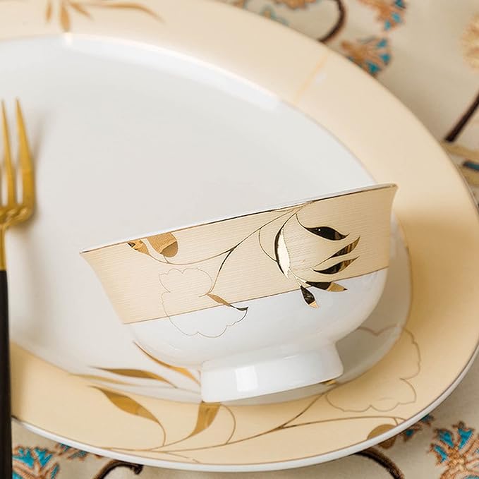 Bone China Dinner Sets Creative Relief Phnom Penh Combination Ceramic Tableware Suit Suitable for Gifts Wedding Hotel 58 Piece